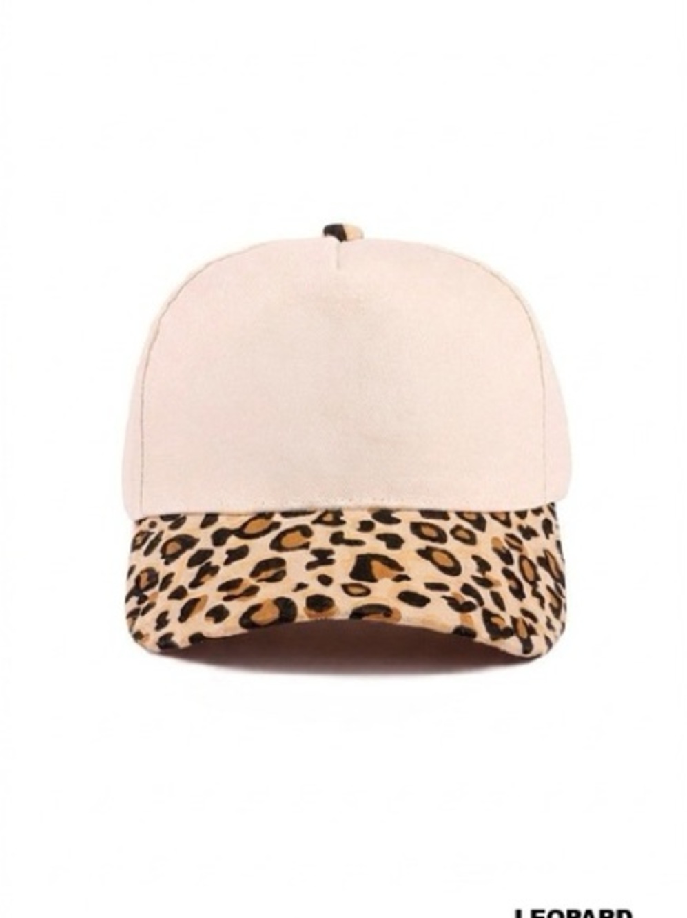 Zenana Beige Baseball Cap with Leopard Print Brim